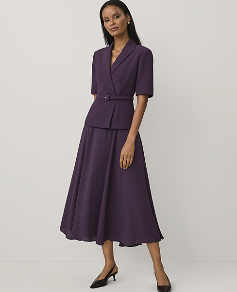 Ann Taylor Petite Double Breasted Blazer Midi Dress Dark Berry Women's