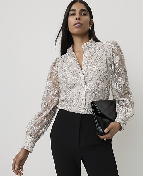 Embroidered Shirred Blouse