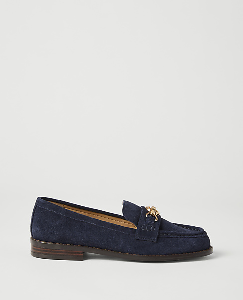 Hardware Embellished Suede Loafer