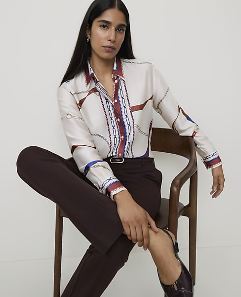 Horsebit Print Modern Shirt in Satin