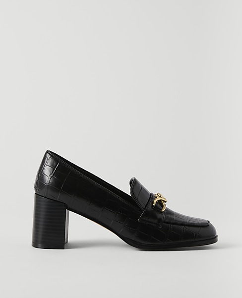 Ann Taylor Croco Loafer Pump Black Women's