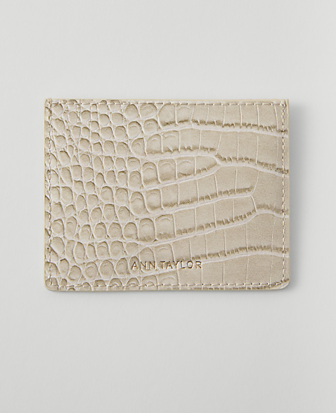 Weekend Croco Card Case - Pearl Shadow