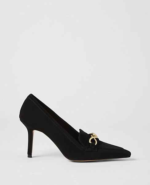 Ann Taylor Chain Embellished Suede Pump Women's