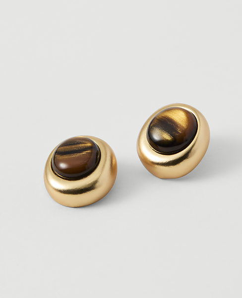 Round Stone Stud Earrings