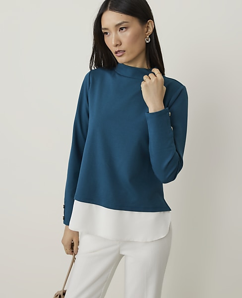 Layered Mock Neck Top