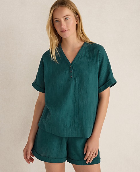 Haven Well Within Organic Cotton Gauze V-Neck Top