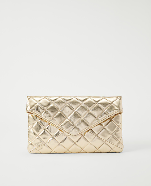 Metallic Quilted Envelope Clutch