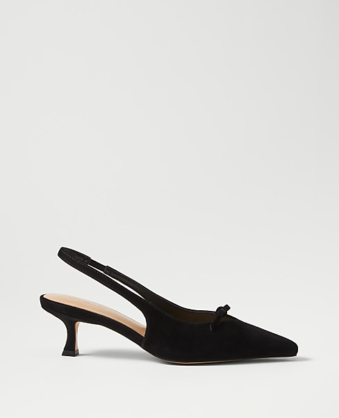 Bow Suede Slingback Pump