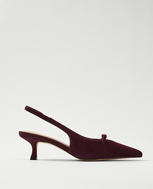 Bow Suede Slingback Pump
