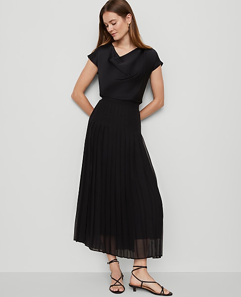 Petite Chiffon Pleated Maxi Skirt