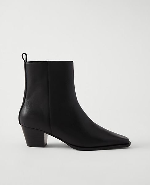Tapered Heel Leather Bootie