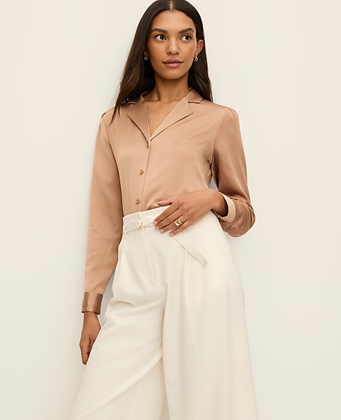 Satin Notched Collar Blouse