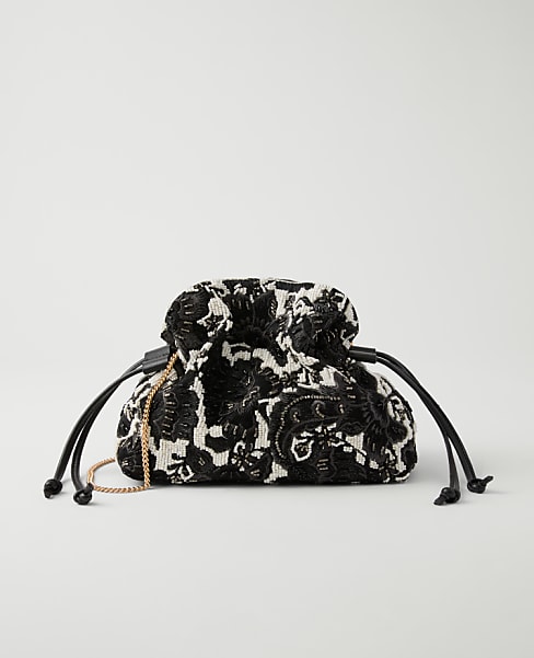 Beaded Mini Drawstring Clutch