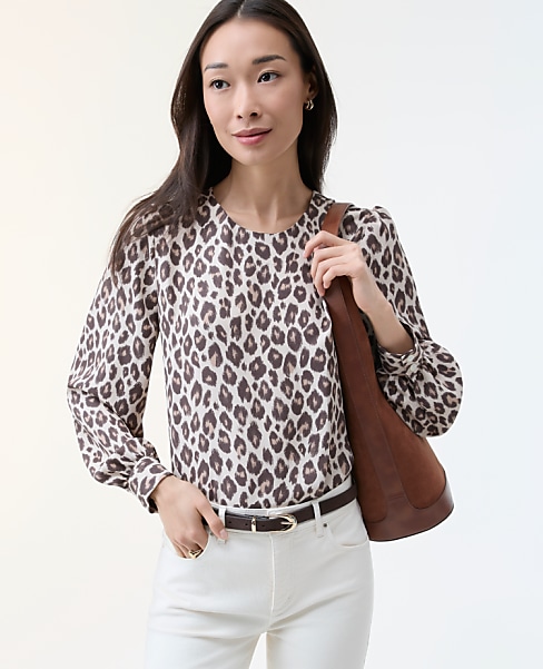 Animal Print Crew Neck Blouse