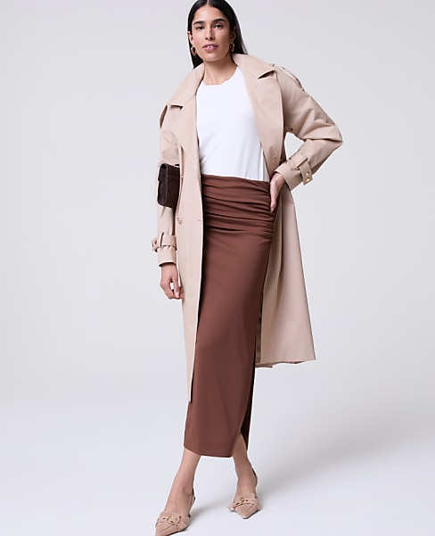 Ruched Knit Column Skirt