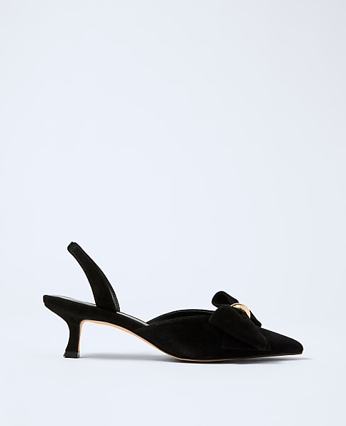 Suede Bow Slingback Pump