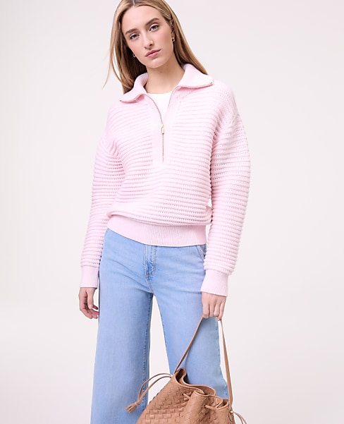 Weekend Textured Stitch Half-Zip Sweater