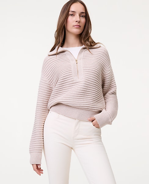 Weekend Textured Stitch Half-Zip Sweater