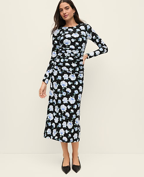 Floral Ruched Midi Dress