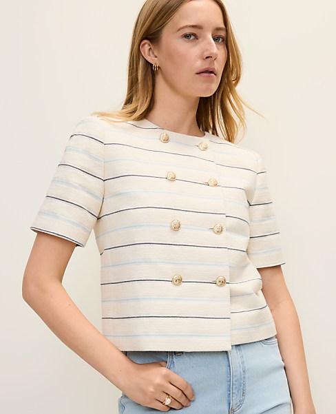 The Short Sleeve Crew Neck Jacket in Tweed