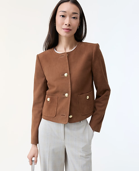 The Crew Neck Jacket in Suede