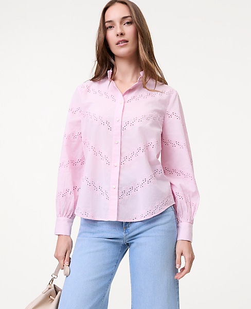 Weekend Eyelet Ruffle Collar Shirt