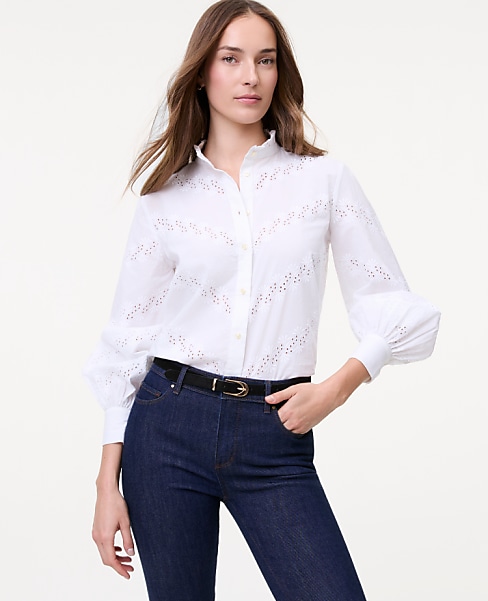 Weekend Eyelet Ruffle Collar Shirt