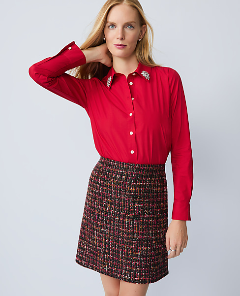 Petite Embellished Relaxed Perfect Shirt