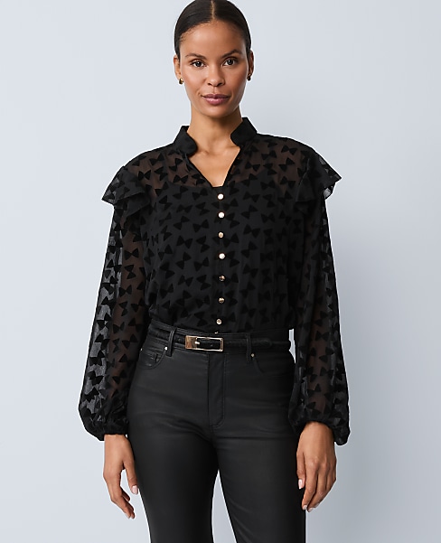Petite Ruffle Trim Blouse