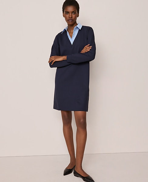 Petite Collared Ponte Shift Dress
