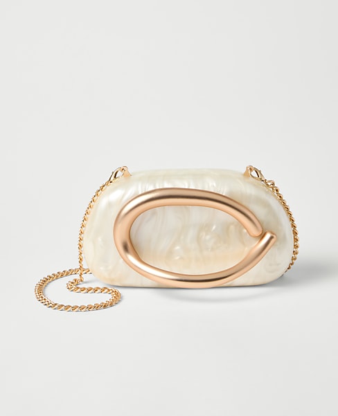 Hardware Embellished Pearl Clutch