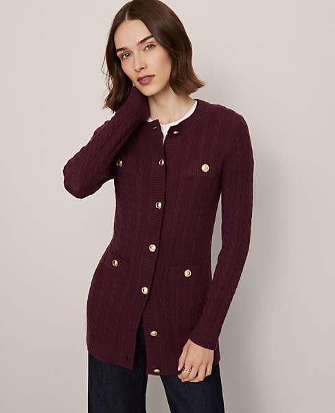 Petite Long Cable Cardigan