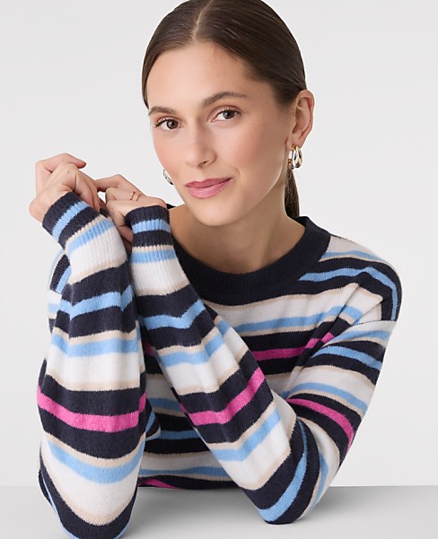 Petite Striped Crew Neck Sweater