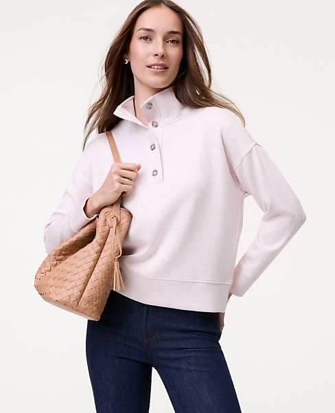 Petite Weekend Mockneck Top in CloudPlush