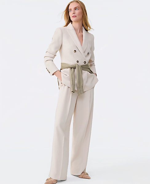 The Pleated Straight Pant in Textured Crepe