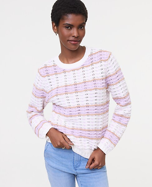 Petite Textured Stitch Striped Sweater