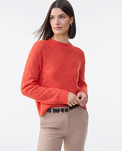 Petite Pointelle Crew Neck Sweater