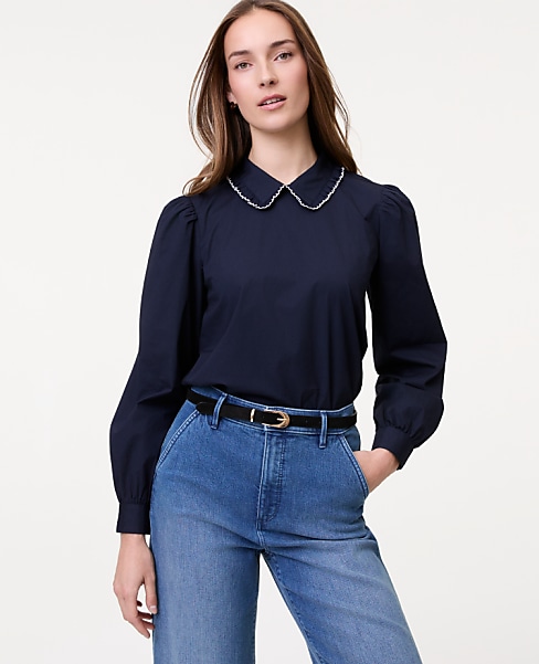 Weekend Scalloped Trim Blouse