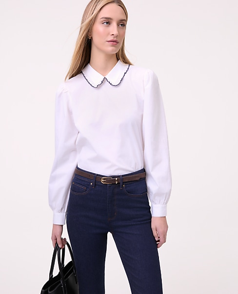 Weekend Scalloped Trim Blouse
