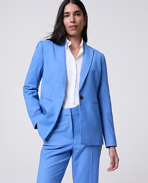 The Petite One Button Blazer in Luxe Twill