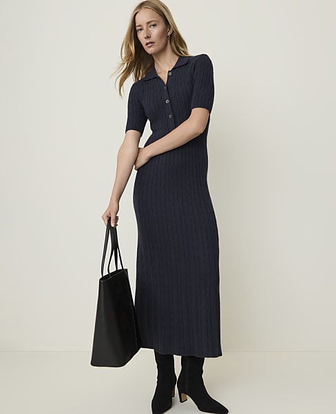 Weekend Collection Cable Polo Midi Dress