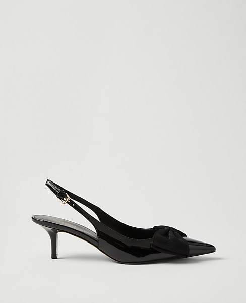Patent Bow Slingback Pump - Black
