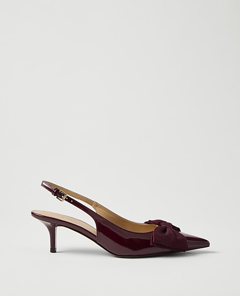 Patent Bow Slingback Pump