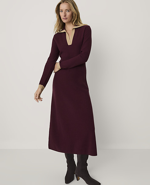 Weekend Contrast Trim Sweater Dress